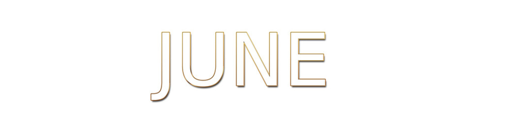 june golden typography banner on transparent background