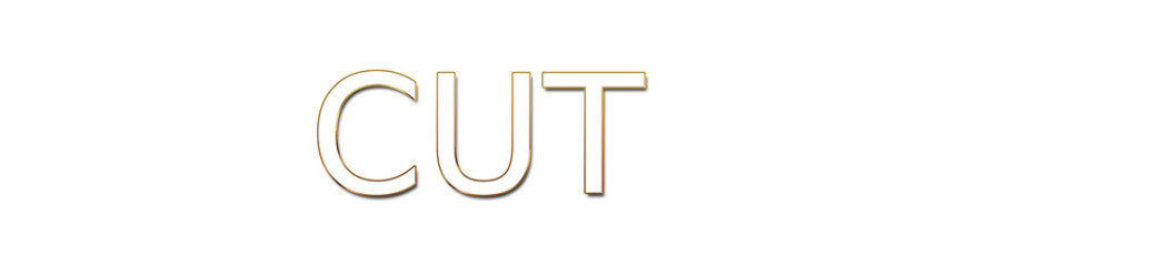 cut golden typography banner on transparent background