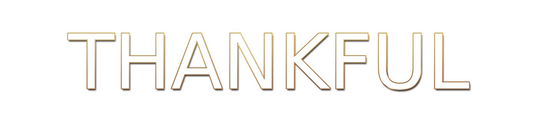 thankful golden typography banner on transparent background