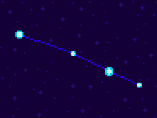 Obraz na płótnie Canvas Serpens constellation in pixel art style. 8-bit stars in the night sky in retro video game style. Cluster of stars and galaxies. Design for applications, banners and posters. Vector illustration