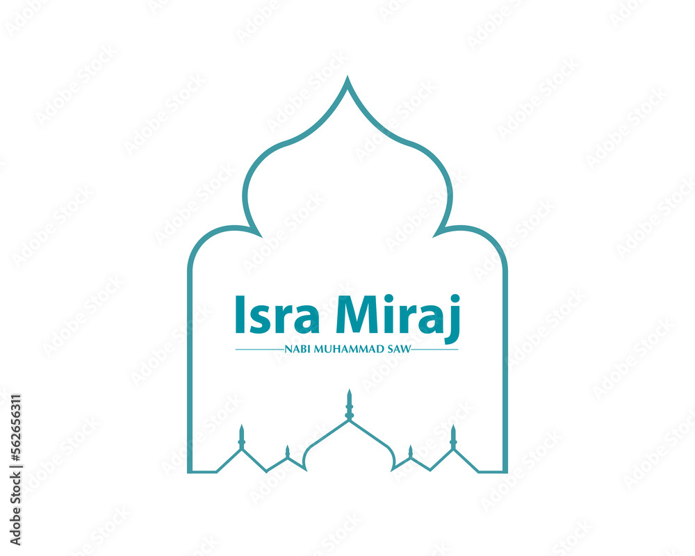 Wall mural isra miraj with mosque line art