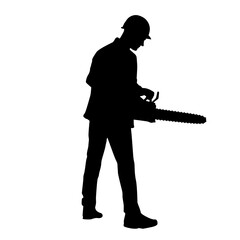 Worker Using a Chainsaw Silhouette