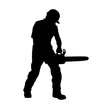 recommend clip art: Worker Using a Chainsaw Silhouette