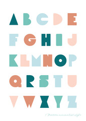 Cute decorative alphabet in paper cut style. Children's creative alphabet. Vector illustration in a minimalist style