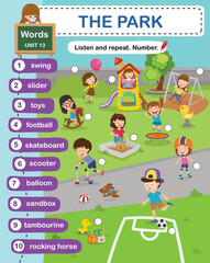 education vocabulary the park vector illustration