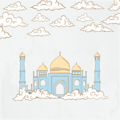 simple mosque vector design in natural colors