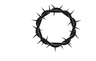 Crown of thorns silhouette, Jesus Christ wreath of thorns, Christian Easter religious symbol, vector