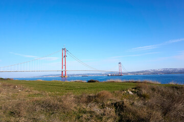 The construction of 1915 Canakkale Bridge