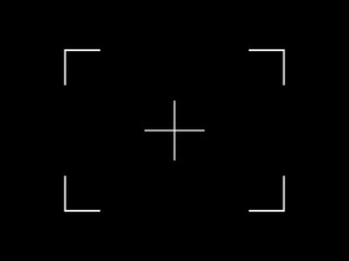 Simple line vector target aim, focus icon, camera frame or photo viewfinder screen at dark background