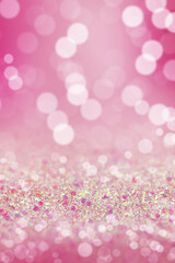 Shiny background. Beautiful glowing bokeh. Bright glowing background. Shiny glowing effect. Pink sequins. - 562660913