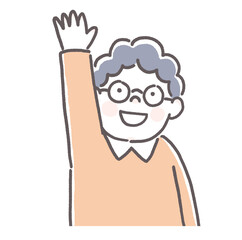 手を挙げる男の子