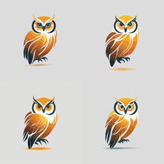 4 variants of the owl logo. Logo vector illustration