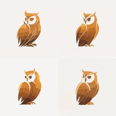 4 variants of the owl logo. Logo vector illustration