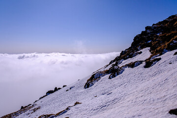 Scenic view of Mt.Hallasan covered with snow