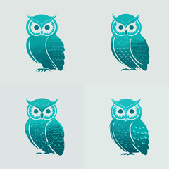 4 variants of the owl logo. Logo vector illustration