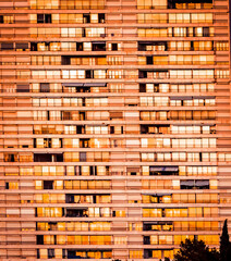 View on facade building during golden hours