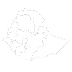 Ethiopia political map of administrative divisions