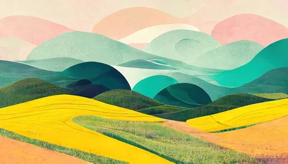 Tuinposter Wit Image of landscape with colorful mountains and sky created using Generative AI technology