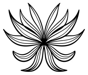 Beautiful floral leaves lines art ornament design vector template.