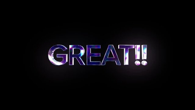 手前から現れる鏡面に花火を映したGreatの3D字体