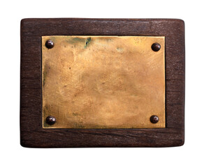Old wooden tablet on a white background.