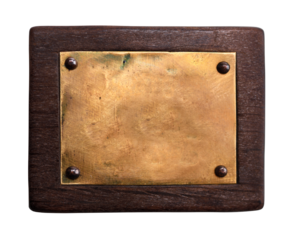 Old wooden tablet on a white background.