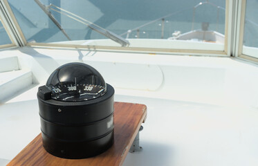 Gyroscope on a yacht, orientation in the sea. Yachting and outdoor activities