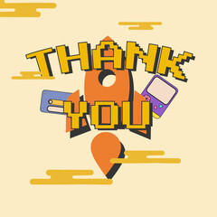 thank you design pixel word lettering