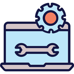 Cog, laptop Vector Icon which can easily modify or edit

