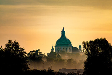 Sunrise over the Philippine Monastery of St. Filip Neri in Głogówko, Poland - 562667180