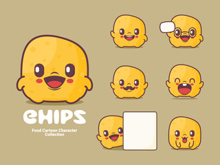 chips cartoon character food vector illustration