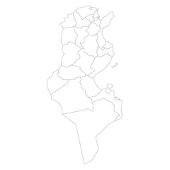 Tunisia political map of administrative divisions
