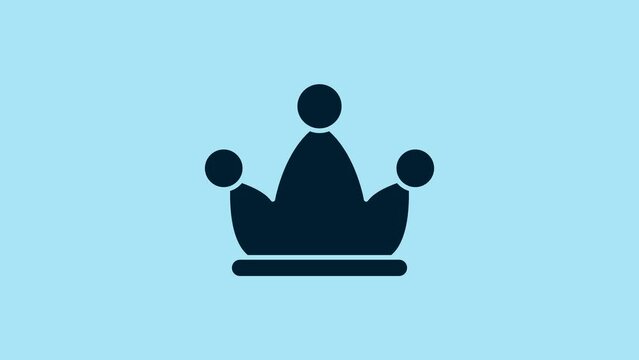 Blue Jester hat with bells isolated on blue background. Clown icon. Amusement park funnyman sign. 4K Video motion graphic animation