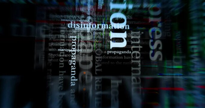 Fake news propaganda conspiracy theories disinformation manipulation. Headline news titles international media abstract concept  loop. Seamless and looped 3d animation.