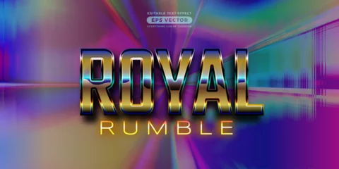 Fotobehang Royal rumble editable text style effect in retro style theme ideal for poster, social media post and banner template promotion © endemiq