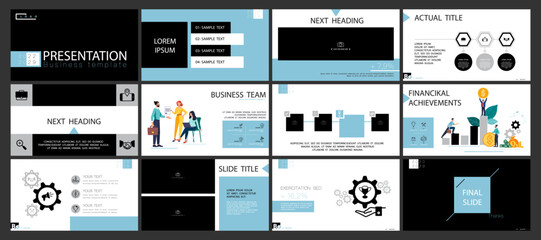 Graphic Design Project Presentation, powerpoint. Infographic Slide Template. For use in Flyer, SEO. Webinar Landing Page Template, Website Design, Banner. A team of people creates a business, teamwork