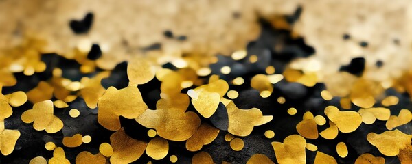 Fototapeta premium Golden confetti on black background. Blurred effect. Generative AI
