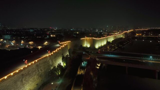 Aerial view of City Wall of Nanjing