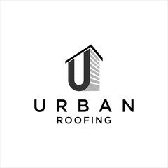 urban roof building logo design, construction rooftop vector