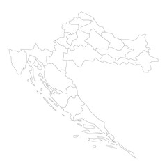 Croatia political map of administrative divisions