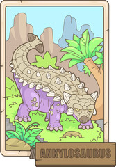 prehistoric dinosaur ankylosaurus, funny illustration