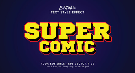 Naklejka na ściany i meble Editable text effect, Super Comic text on headline comic style effect