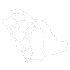 Saudi Arabia political map of administrative divisions
