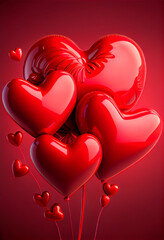 Heart shaped balloons, valentine's day - generative ai