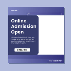 School admission square banner. Suitable for educational banner and social media post template