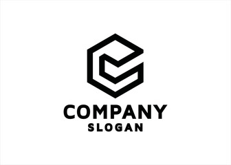 c logo design geometric shape