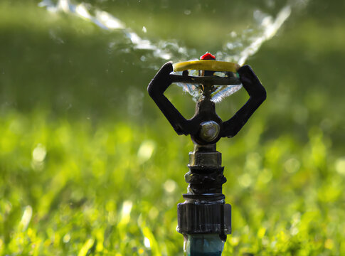 Close Up Of Sprinkler And Water Created Using Generative Ai Technology