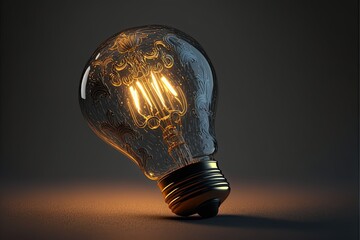 Digital illustration about light bulb.
Generative AI.