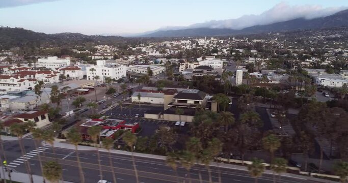 Santa Barbara Cityscape in California. USA. Morning, Sunset Time. Drone
