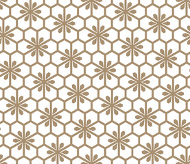 Flower geometric pattern. Seamless vector background. White and beige ornament. Ornament for fabric, wallpaper, packaging. Decorative print